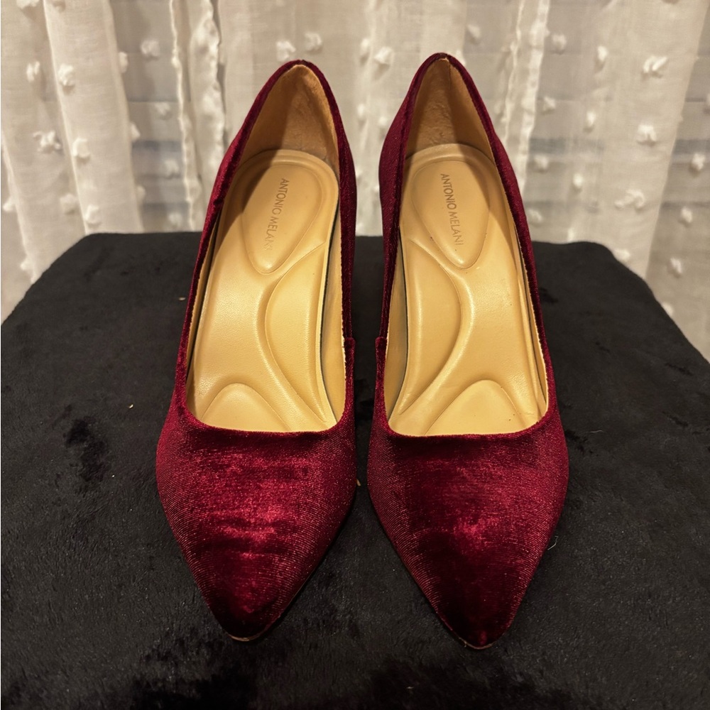 ANTONIO MELANI Velvet Maroon Heels